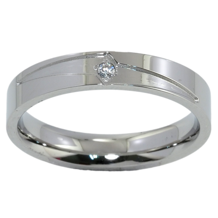 Каблучка Xuping TTM Stainless Steel Колір Родій Обручка з цирконієм, шир. 4мм фото №8