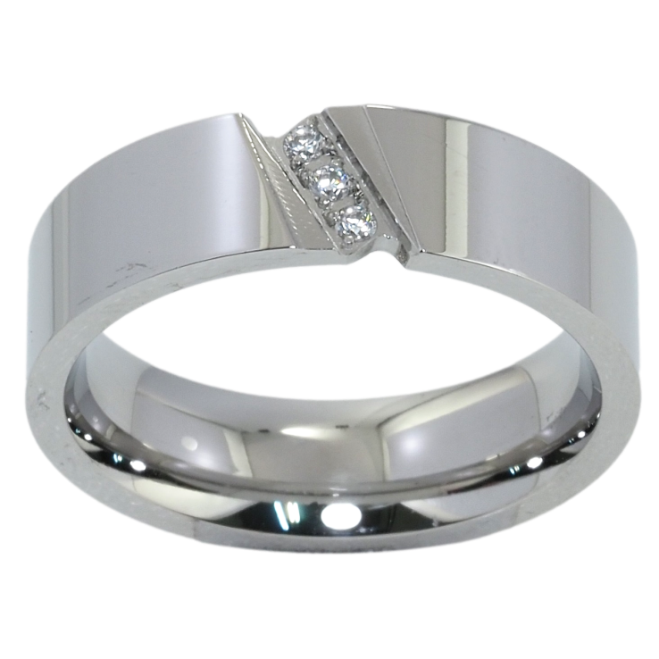 Кольцо Xuping TTM Stainless Steel Цвет Родий Обручальное с цирконием, шир. 6мм фото №18