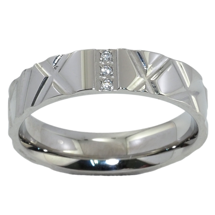 Кольцо Xuping TTM Stainless Steel Цвет Родий Обручальное с узором, шир. 5мм фото №19
