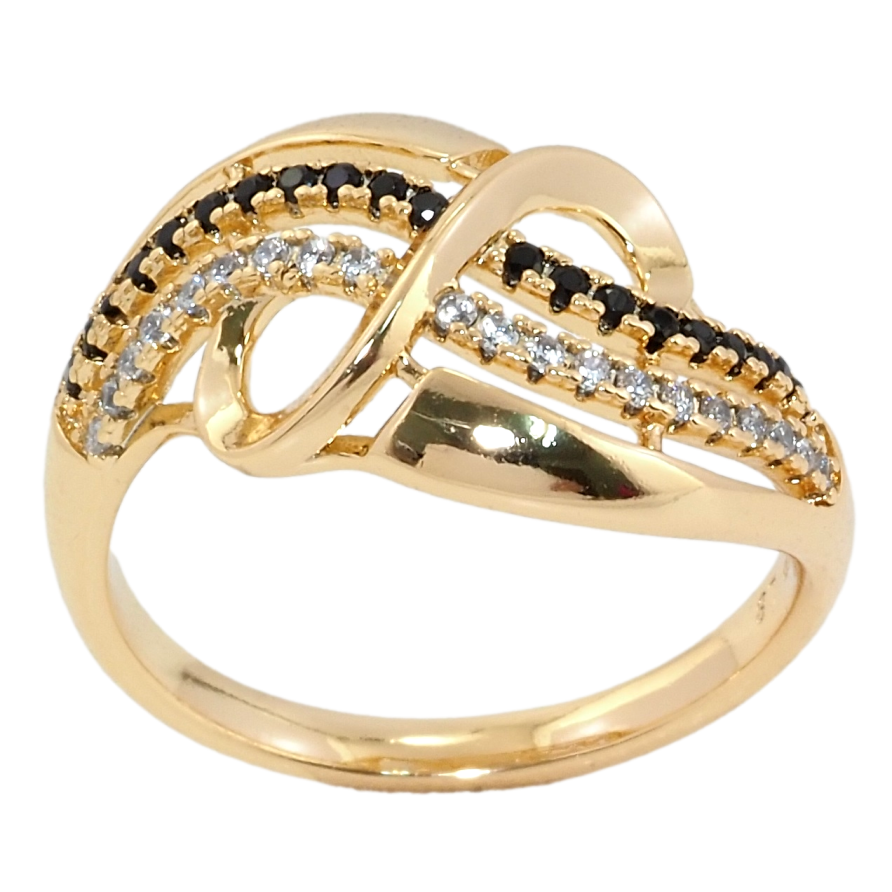 Каблучка Xuping Позолота 18K Декоративний орнамент із чорно-білим цирконієм фото №1