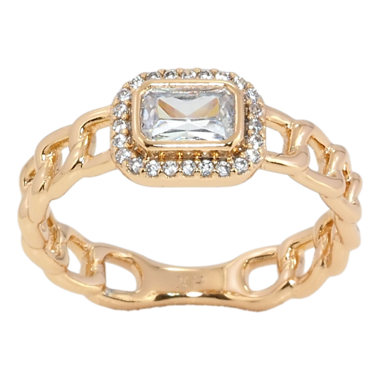 Кольцо Xuping Позолота 18K Узор цепочка с фианитом фото №1