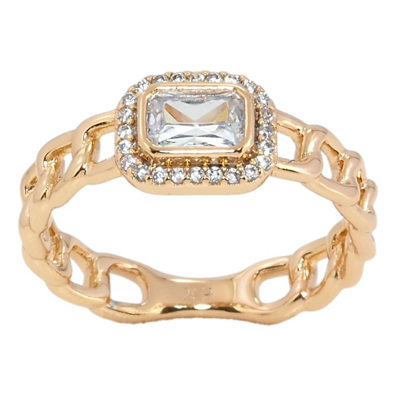 Кольцо Xuping Позолота 18K Узор цепочка с фианитом фото №1