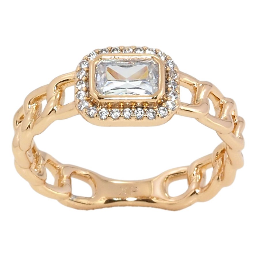 Кольцо Xuping Позолота 18K Узор цепочка с фианитом фото №1