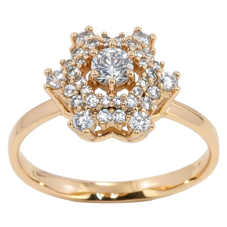 Кольцо Xuping Позолота 18K Кристальный цветок фото №7 Кольцо Xuping Позолота 18K Кристальный цветок фото №7