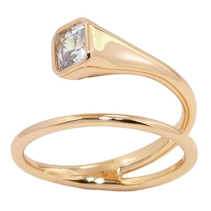 Кольцо Xuping Позолота 18K Пружинка с фианитом фото №6 Кольцо Xuping Позолота 18K Пружинка с фианитом фото №6