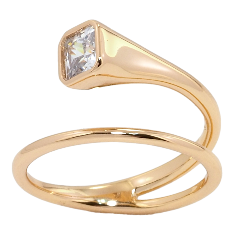 Кольцо Xuping Позолота 18K Пружинка с фианитом фото №1 Кольцо Xuping Позолота 18K Пружинка с фианитом фото №1
