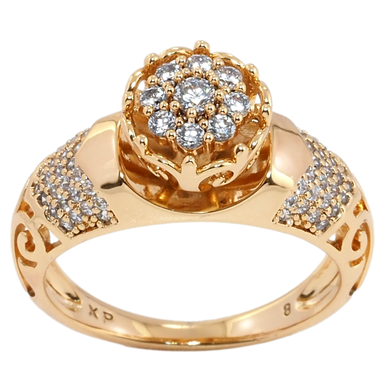 Кольцо Xuping Позолота 18K Ажурный купол с цирконием фото №1 Кольцо Xuping Позолота 18K Ажурный купол с цирконием фото №1