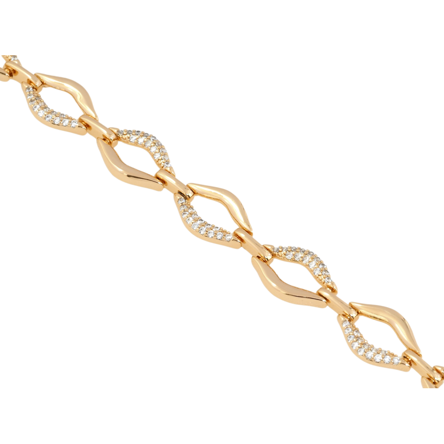 Браслет Xuping Позолота 18K Ланки з цирконієм довжина 19см х 9мм фото №1