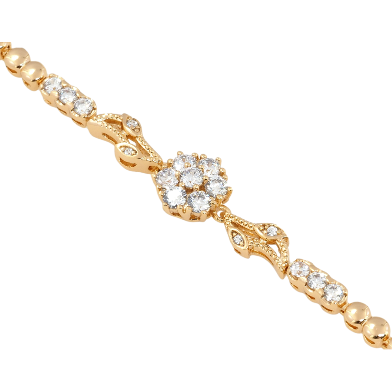 Браслет Xuping Позолота 18K Кристальный цветок длина с доп. замком 17.5,19.5см х 3мм фото №1 Браслет Xuping Позолота 18K Кристальный цветок длина с доп. замком 17.5,19.5см х 3мм фото №1