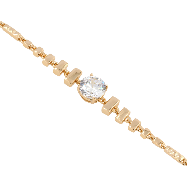 Браслет Xuping Позолота 18K Декоративный узор с фианитом длина с доп. замком 17,19см х 2мм фото №3