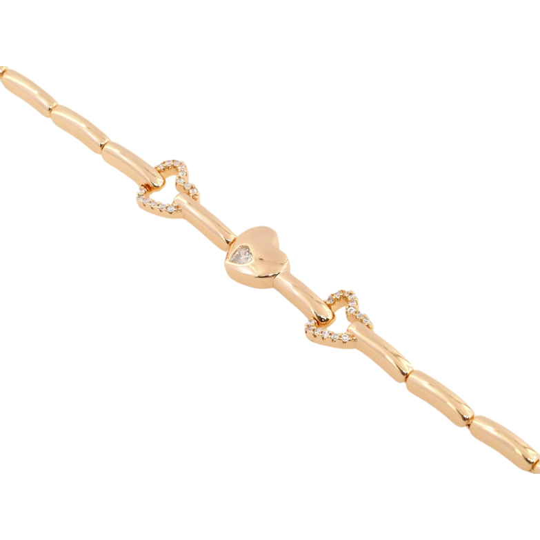 Браслет Xuping Позолота 18K Сердечки з цирконієм довжина з дод. замком 16.5,18.5см х 2мм фото №1