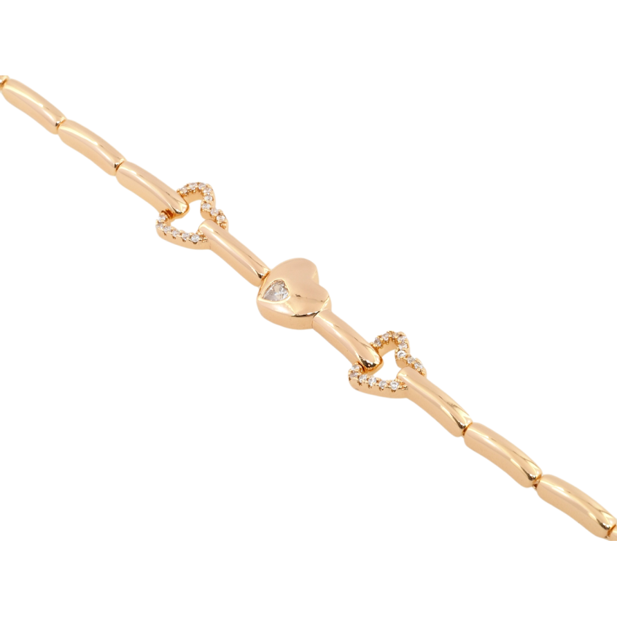 Браслет Xuping Позолота 18K Сердечки з цирконієм довжина з дод. замком 16.5,18.5см х 2мм фото №1