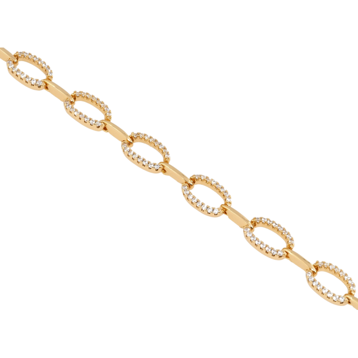 Браслет Xuping Позолота 18K Овальні ланки з цирконієм довжина з дод. замком 17,19см х 7мм фото №6 Браслет Xuping Позолота 18K Овальні ланки з цирконієм довжина з дод. замком 17,19см х 7мм фото №6