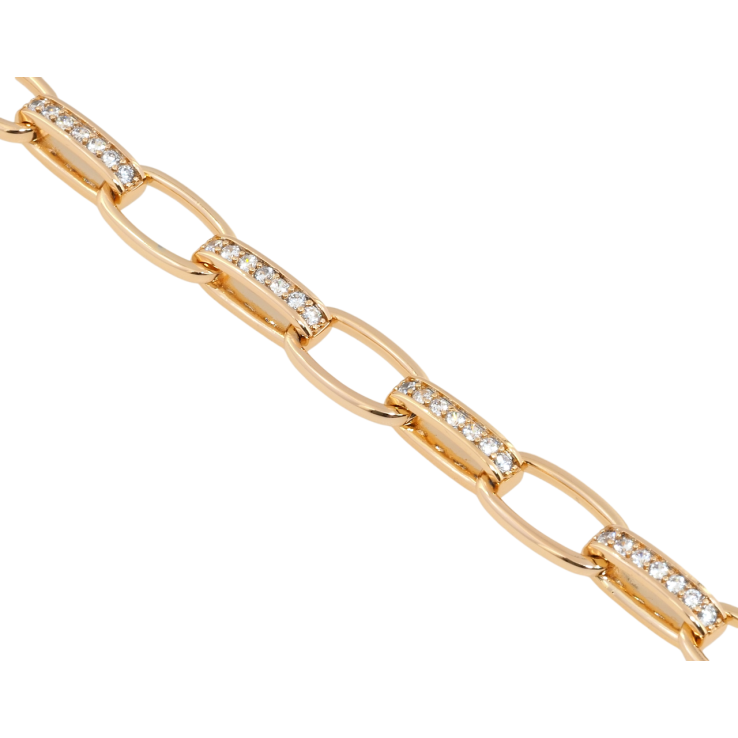 Браслет Xuping Позолота 18K Овальні ланки з цирконієм довжина з дод. замком 18,19см х 3-8мм фото №14
