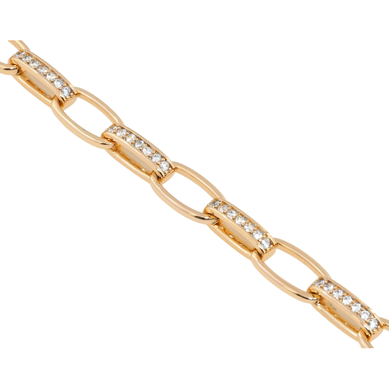 Браслет Xuping Позолота 18K Овальні ланки з цирконієм довжина з дод. замком 18,19см х 3-8мм фото №1