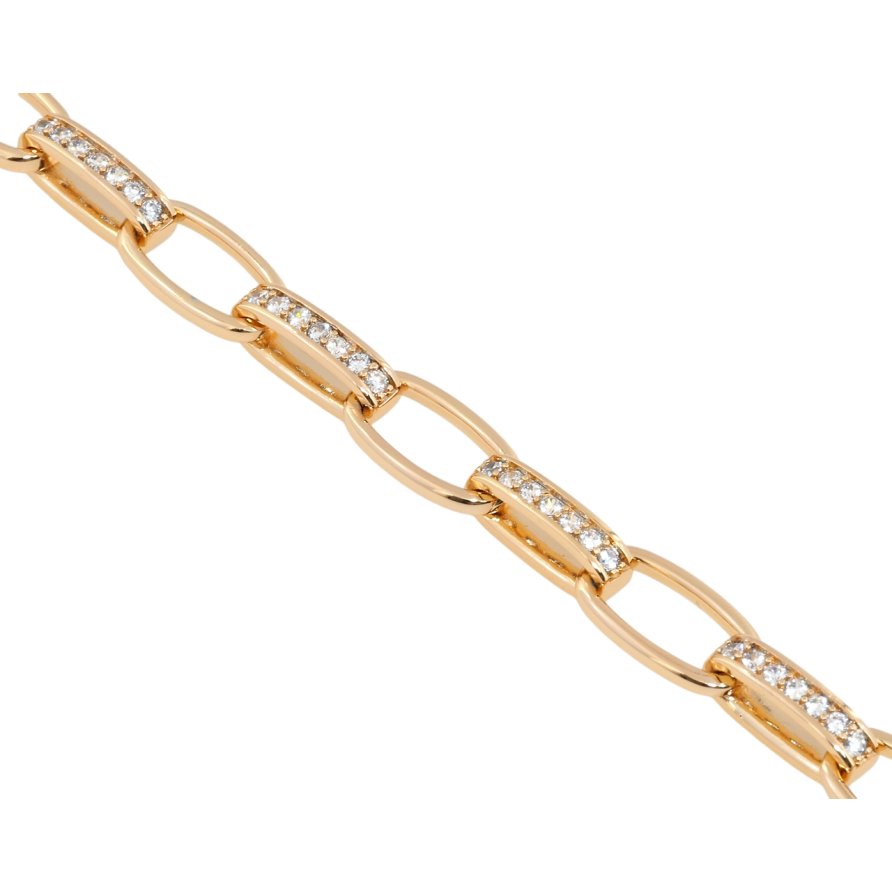 Браслет Xuping Позолота 18K Овальні ланки з цирконієм довжина з дод. замком 18,19см х 3-8мм фото №1