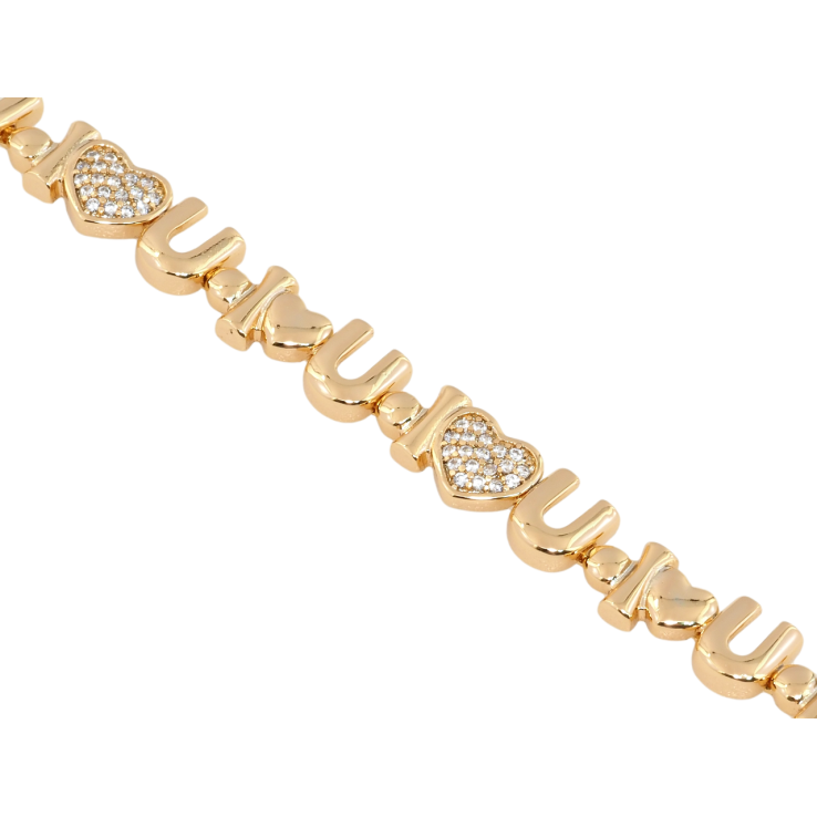 Браслет Xuping Позолота 18K I Love You довжина з дод. замком 16.5,18.5см х 7мм фото №9 Браслет Xuping Позолота 18K I Love You довжина з дод. замком 16.5,18.5см х 7мм фото №9