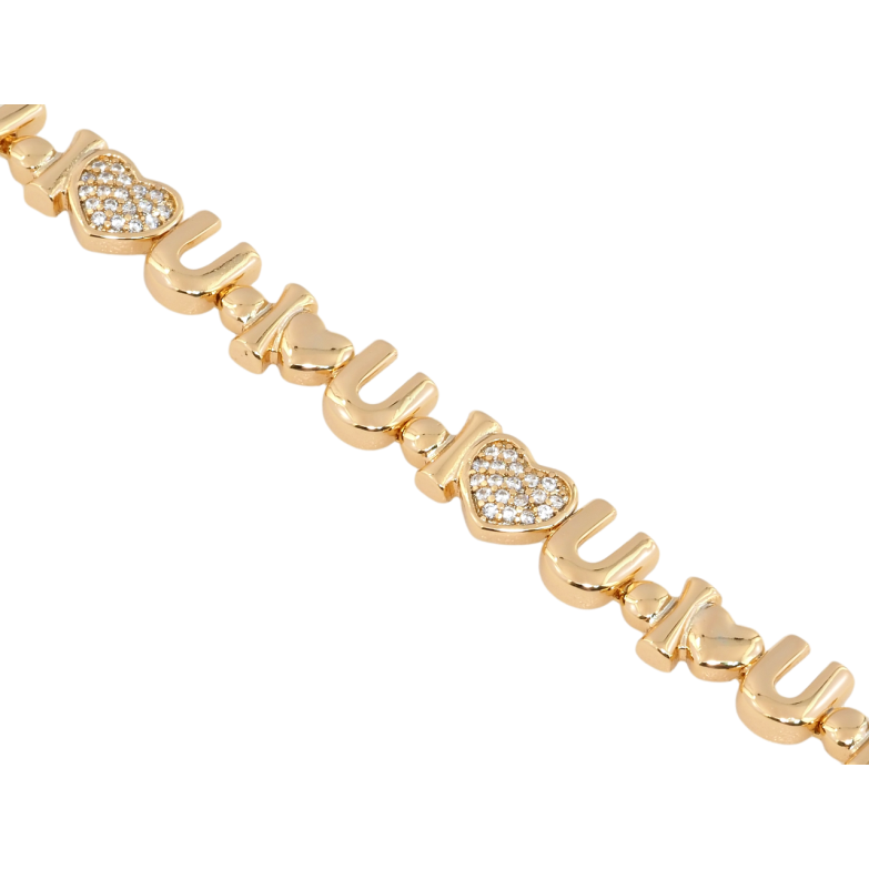 Браслет Xuping Позолота 18K I Love You длина с доп. замком 16.5,18.5см х 7мм фото №4
