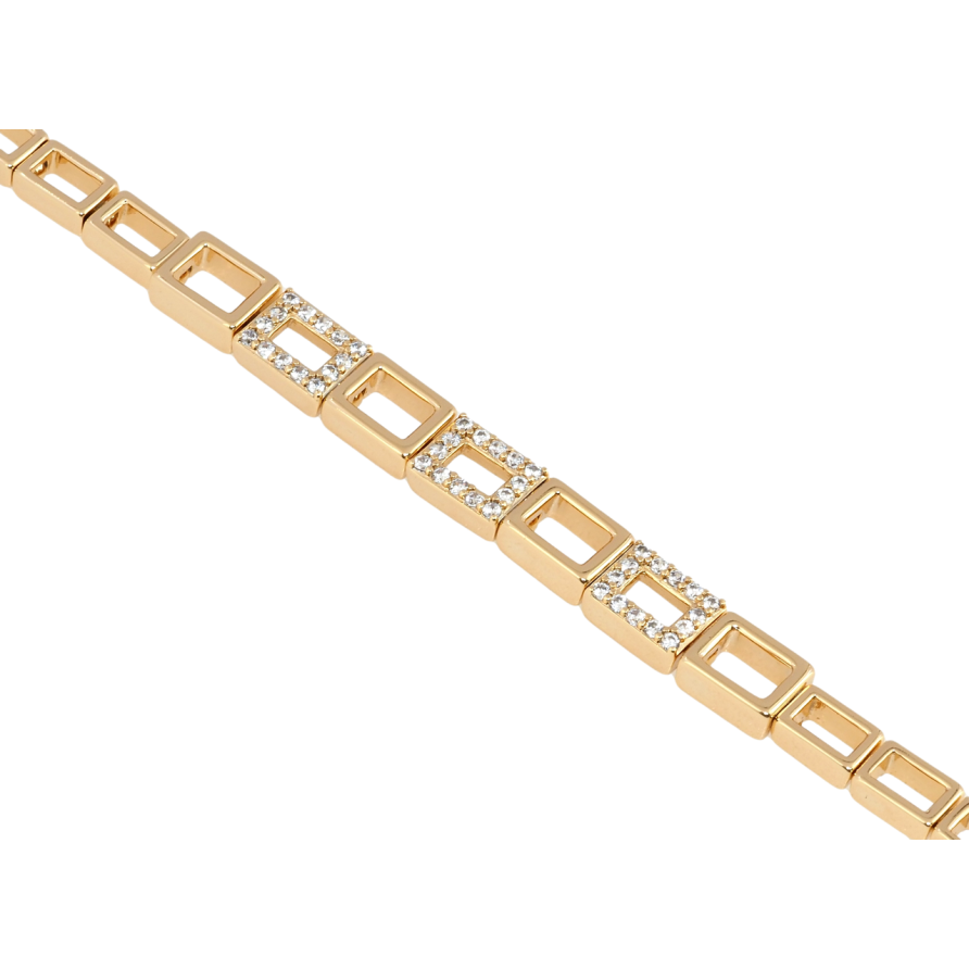 Браслет Xuping Позолота 18K Прямоугольные звенья с цирконием длина с доп. замком 17,18.5см х 4-6мм фото №1 Браслет Xuping Позолота 18K Прямоугольные звенья с цирконием длина с доп. замком 17,18.5см х 4-6мм фото №1