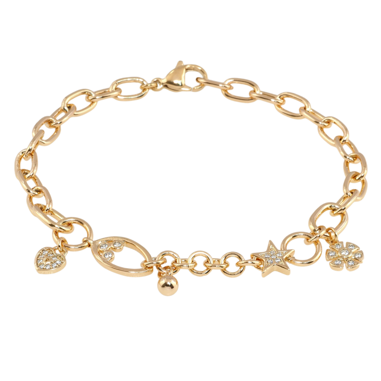 Браслет Xuping Позолота 18K Цепочка с декоративными подвесками длина 19.5см х 5мм фото №2