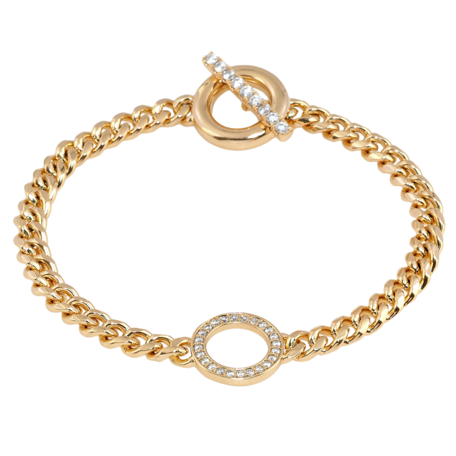 Браслет Xuping Позолота 18K Ланцюжок з декоративною вставкою довжина 19см х 5мм фото №1