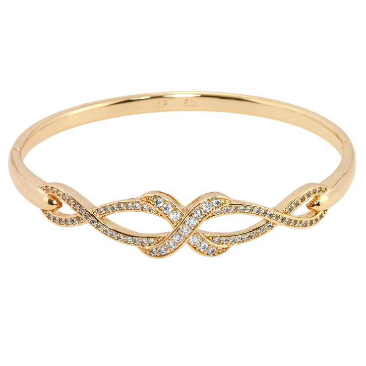 Браслет Xuping Позолота 18K Витончений орнамент із цирконієм ø 6см фото №5 Браслет Xuping Позолота 18K Витончений орнамент із цирконієм ø 6см фото №5