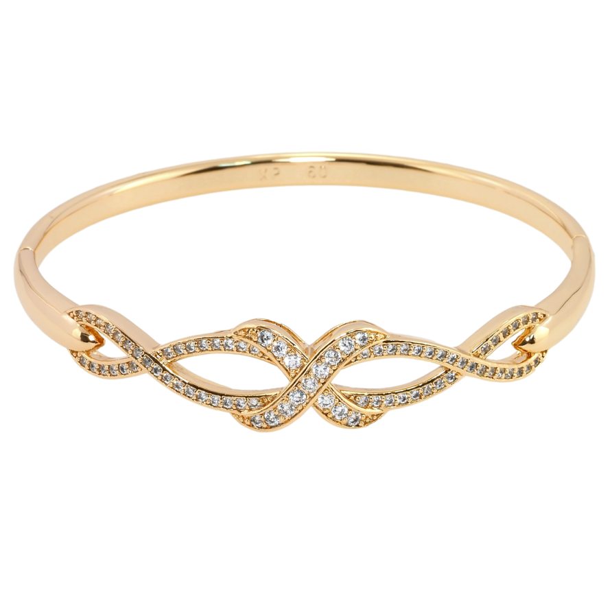 Браслет Xuping Позолота 18K Витончений орнамент із цирконієм ø 6см фото №1 Браслет Xuping Позолота 18K Витончений орнамент із цирконієм ø 6см фото №1