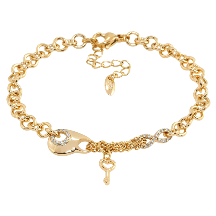 Браслет Xuping Позолота 18K Комбінований ланцюжок з підвіскою ключик довжина з дод. ланцюжком 17.5-21см х 5мм фото №17 Браслет Xuping Позолота 18K Комбінований ланцюжок з підвіскою ключик довжина з дод. ланцюжком 17.5-21см х 5мм фото №17