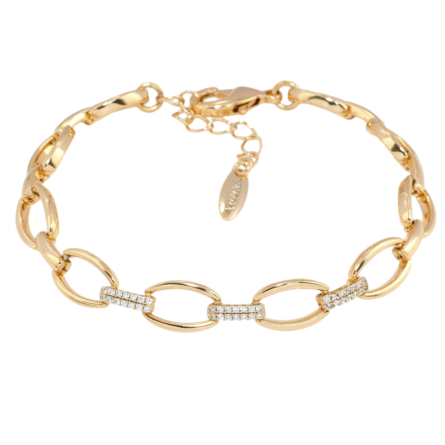Браслет Xuping Позолота 18K Овальные звенья с цирконием длина с доп.цепочкой 18-21см х 8мм фото №1 Браслет Xuping Позолота 18K Овальные звенья с цирконием длина с доп.цепочкой 18-21см х 8мм фото №1