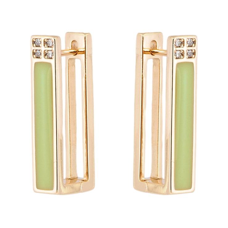 Серьги Xuping Позолота 18K английский замок Прокраска салатовой эмалью с инкрустацией цирконием фото №24 Серьги Xuping Позолота 18K английский замок Прокраска салатовой эмалью с инкрустацией цирконием фото №24