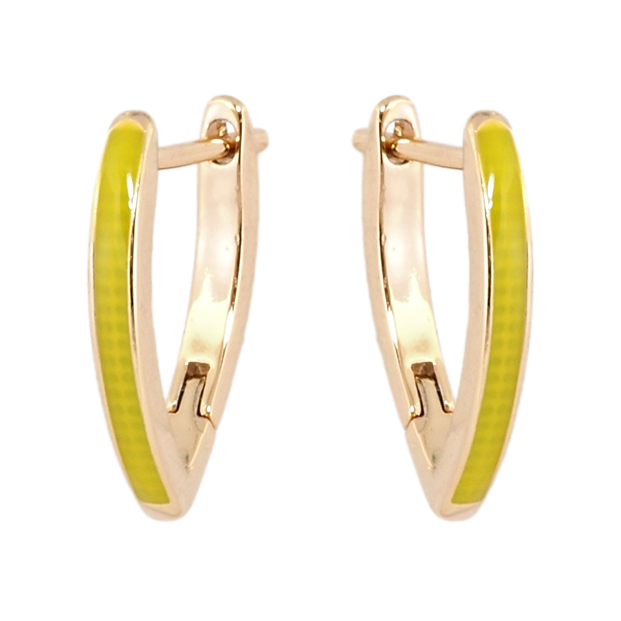 Сережки Xuping Позолота 18K англійський замок Скоби пофарбовані салатовою емаллю фото №1