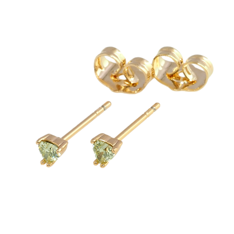 Сережки Xuping Позолота 18K пусети Салатові кристальні сердечки фото №1