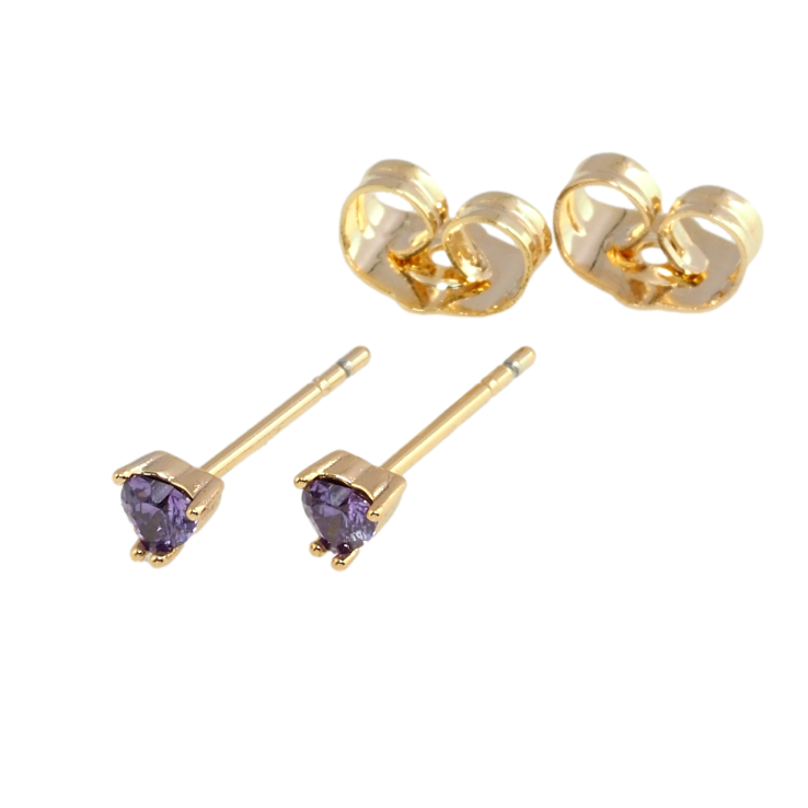 Серьги Xuping Позолота 18K пусеты Сиреневые кристальные сердечки фото №5 Серьги Xuping Позолота 18K пусеты Сиреневые кристальные сердечки фото №5