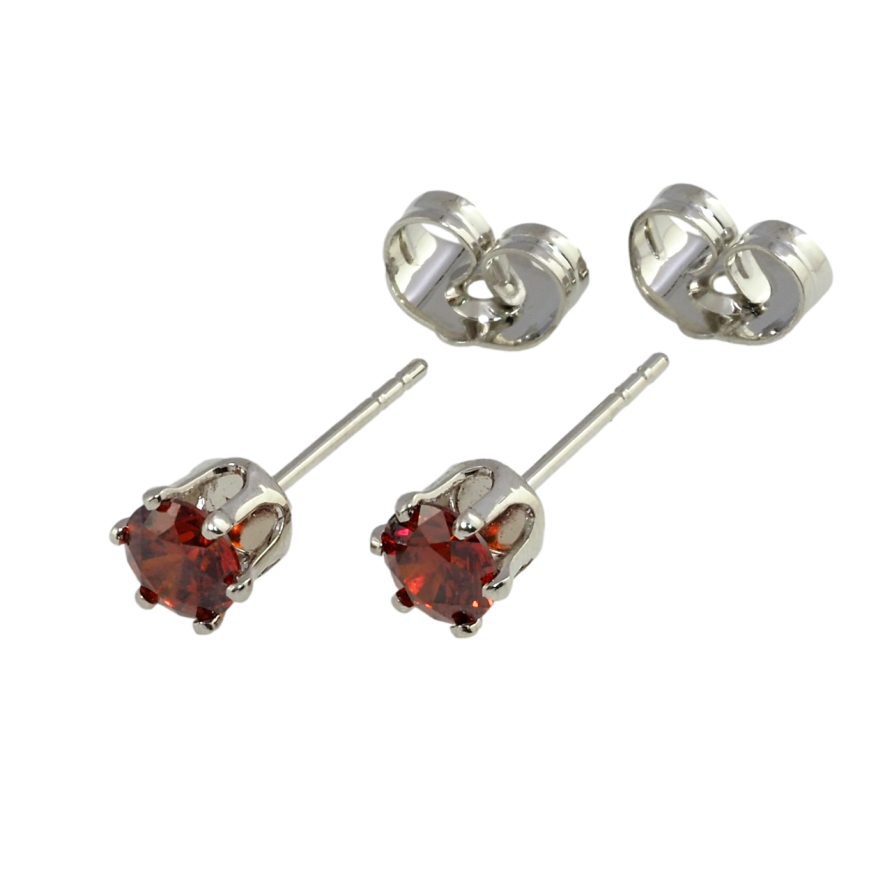 Сережки Xuping Родій пусети Червоні фіаніти в 6-ти крапановій оправі ø 5мм фото №1