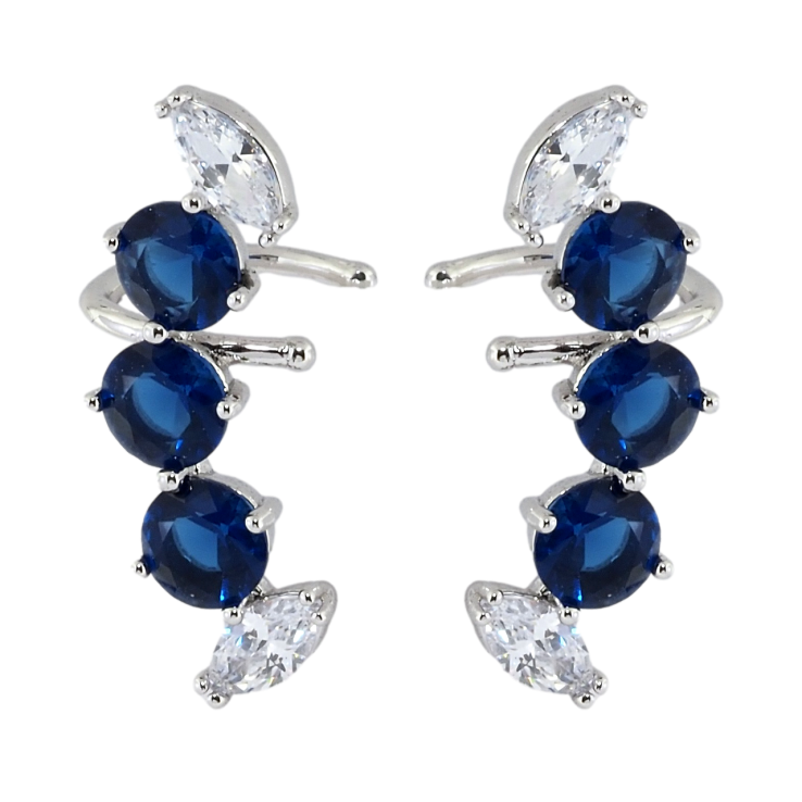 Серьги Xuping Родий каффы Дуги с синими и белыми фианитами фото №9