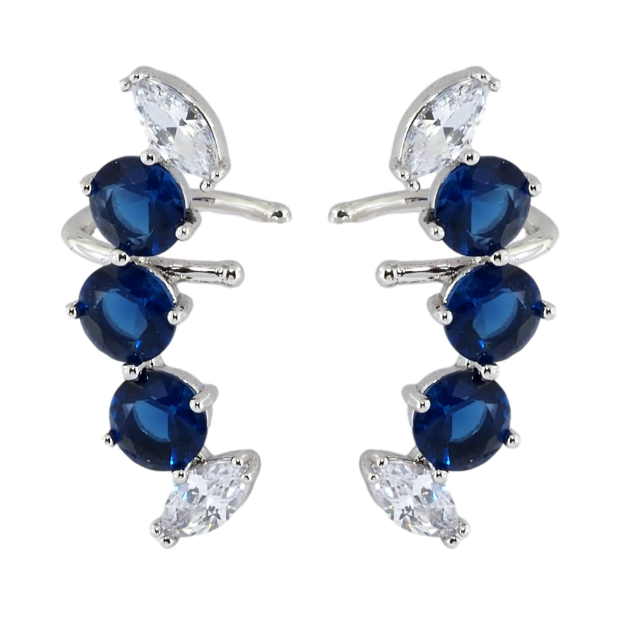 Сережки Xuping Родій кафи Дуги з синіми і білими фіанітами фото №1