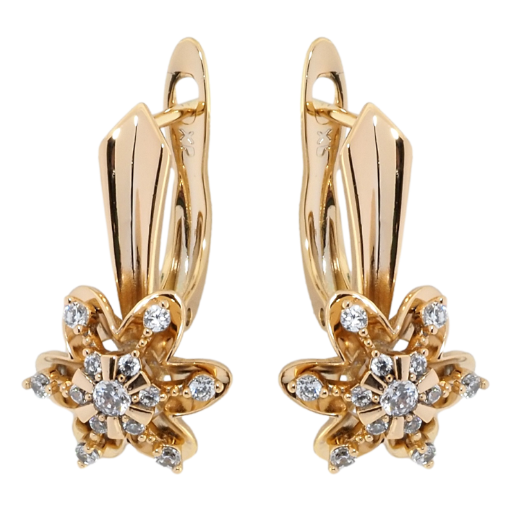 Сережки Xuping Позолота 18K англійський замок Квіточки фото №5