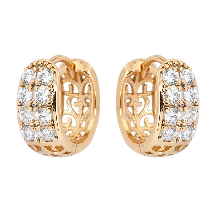 Серьги Xuping Позолота 18K колечки Инкрустация цирконием фото №1