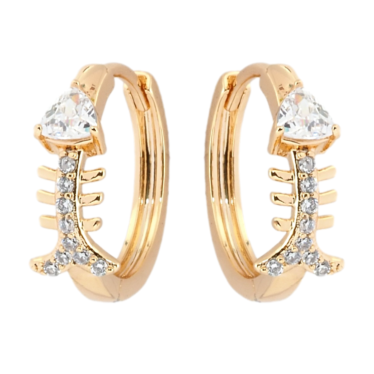 Серьги Xuping Позолота 18K колечки Рыбки с цирконием фото №14