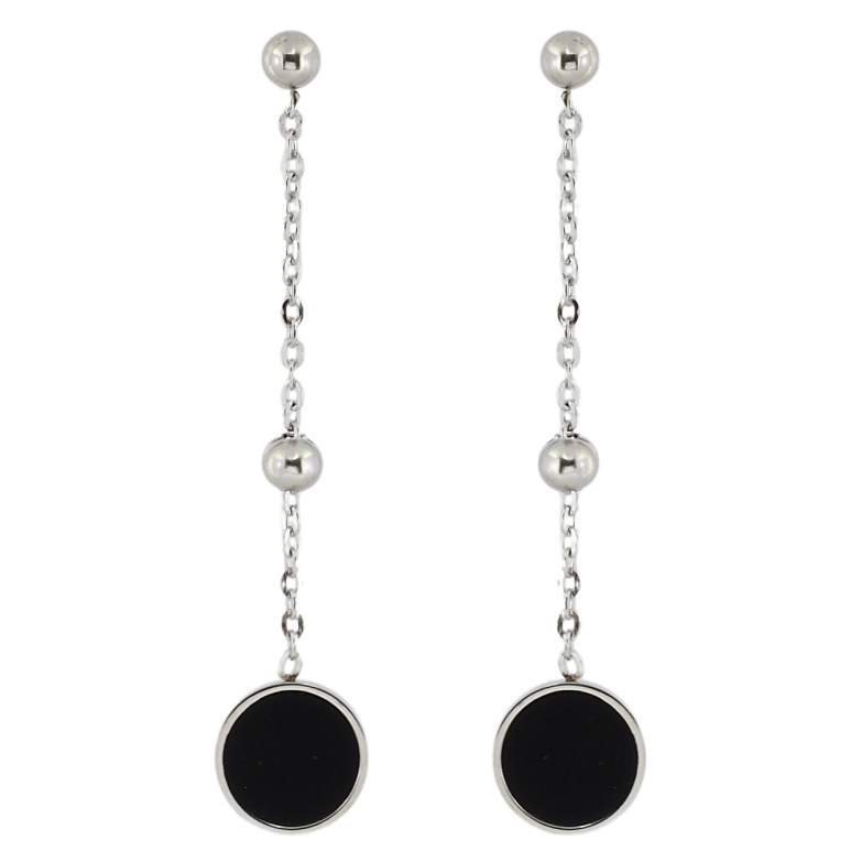 Сережки Xuping TTM Stainless Steel колір Родій пусети Круглі підвіски фото №1