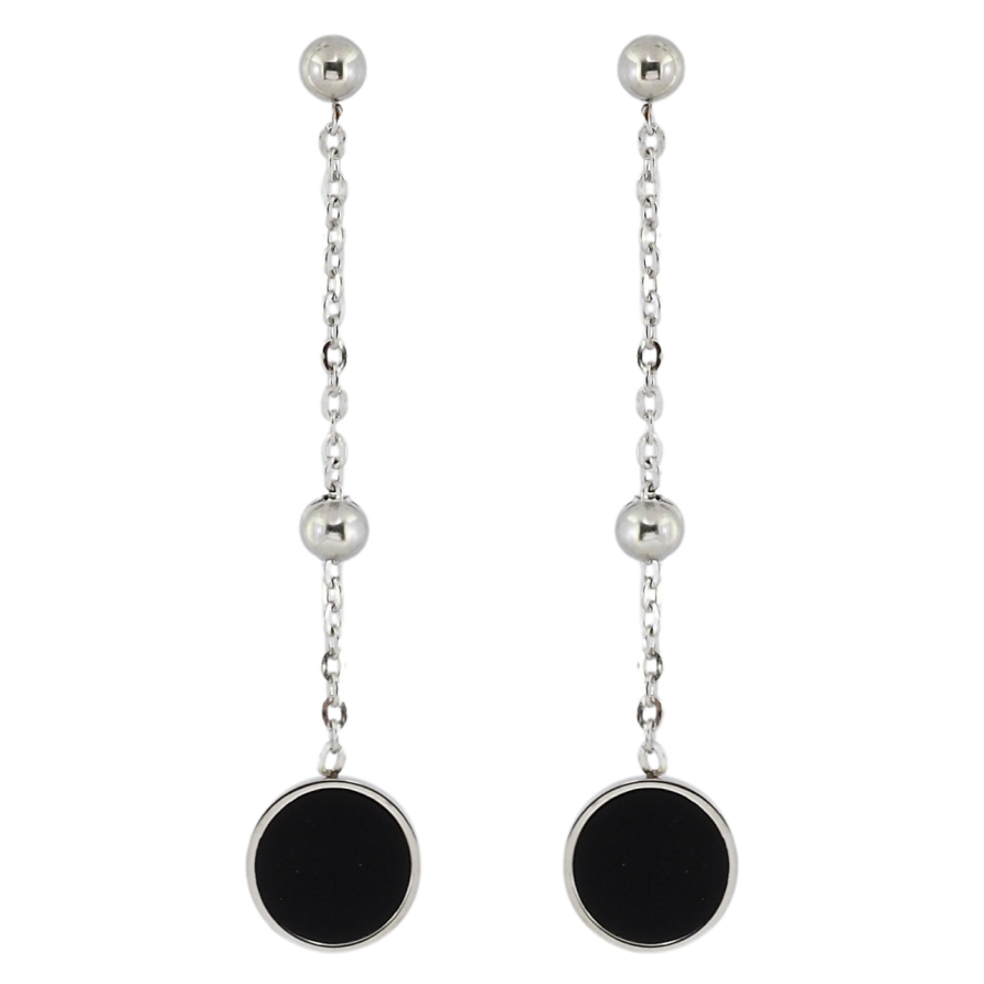 Сережки Xuping TTM Stainless Steel колір Родій пусети Круглі підвіски фото №1