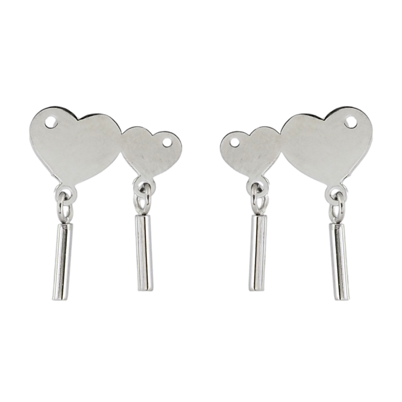 Сережки Xuping TTM Stainless Steel колір Родій пусети Підвіски серця фото №1