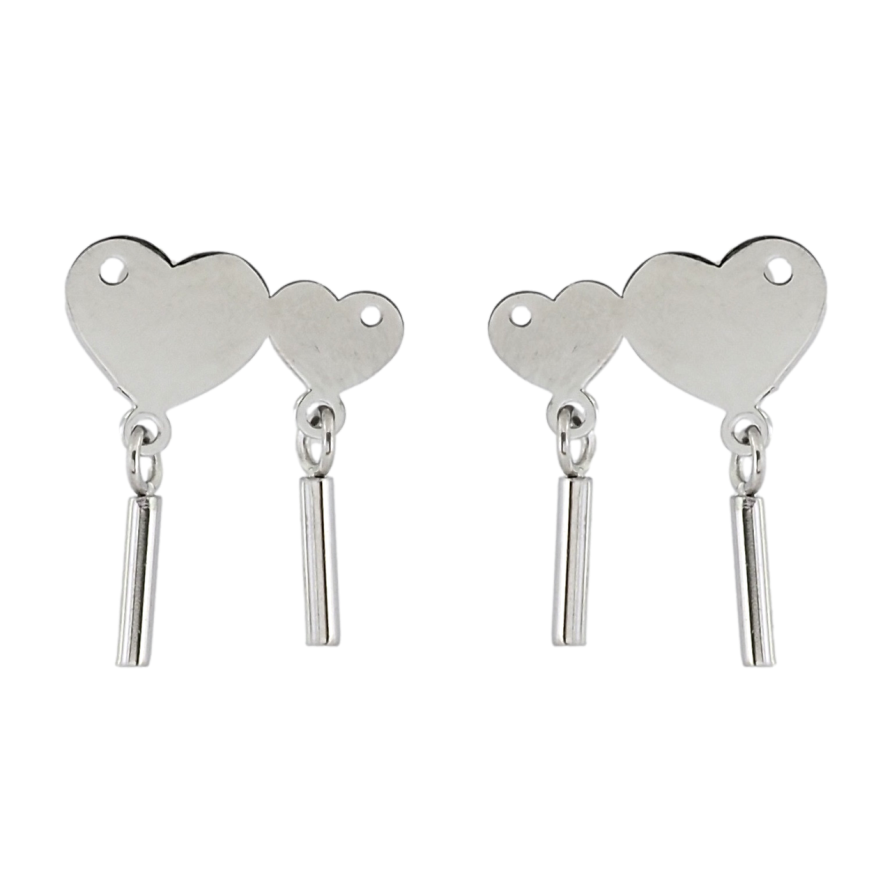 Сережки Xuping TTM Stainless Steel колір Родій пусети Підвіски серця фото №1