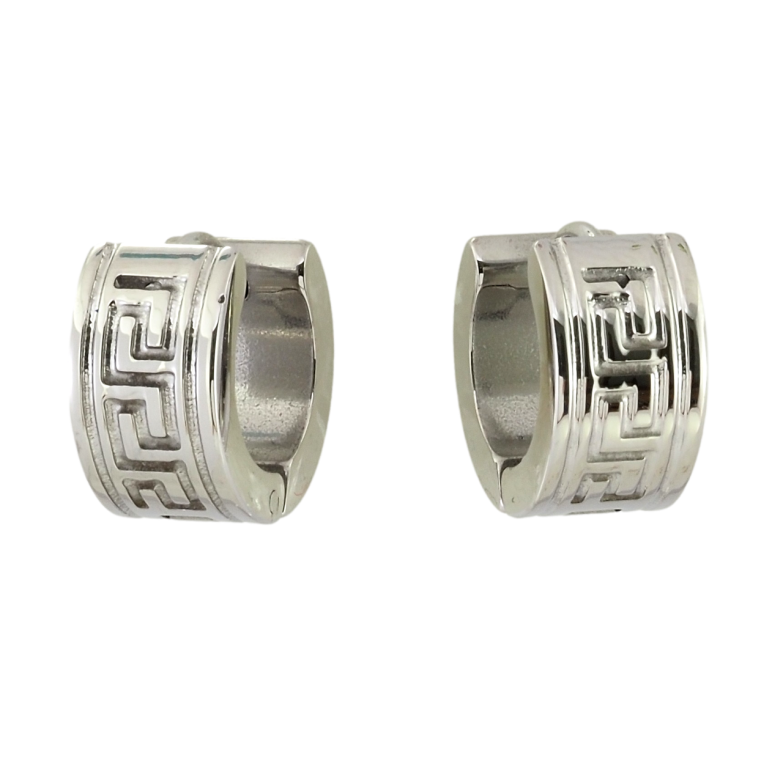 Сережки Xuping TTM Stainless Steel колір Родій колечка Грецький орнамент фото №1 Сережки Xuping TTM Stainless Steel колір Родій колечка Грецький орнамент фото №1