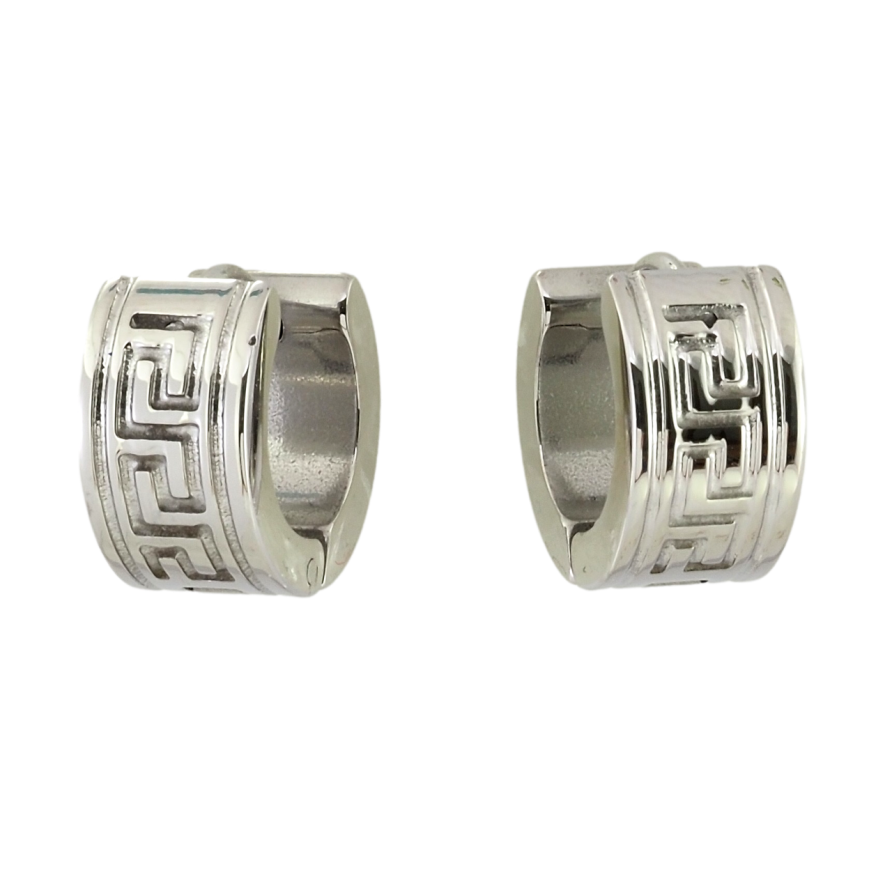 Серьги Xuping TTM Stainless Steel цвет Родий колечки Греческий орнамент фото №1 Серьги Xuping TTM Stainless Steel цвет Родий колечки Греческий орнамент фото №1