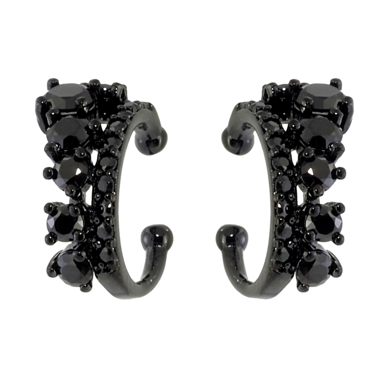 Серьги Xuping Позолота Black (черное золото) каффы Инкрустация черным цирконием фото №1