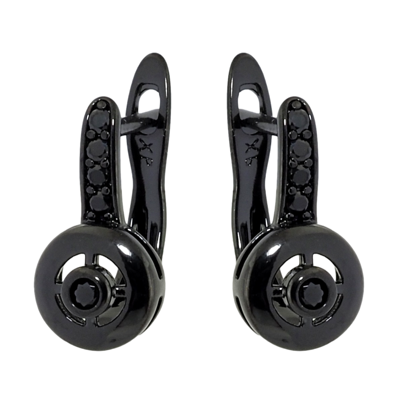 Серьги Xuping Позолота Black (черное золото) английский замок Инкрустация черным цирконием фото №1 Серьги Xuping Позолота Black (черное золото) английский замок Инкрустация черным цирконием фото №1