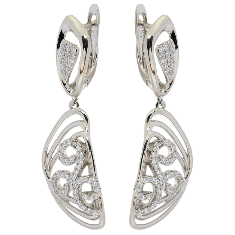 Серьги Xuping Родий английский замок Декоративные подвески с цирконием фото №1 Серьги Xuping Родий английский замок Декоративные подвески с цирконием фото №1