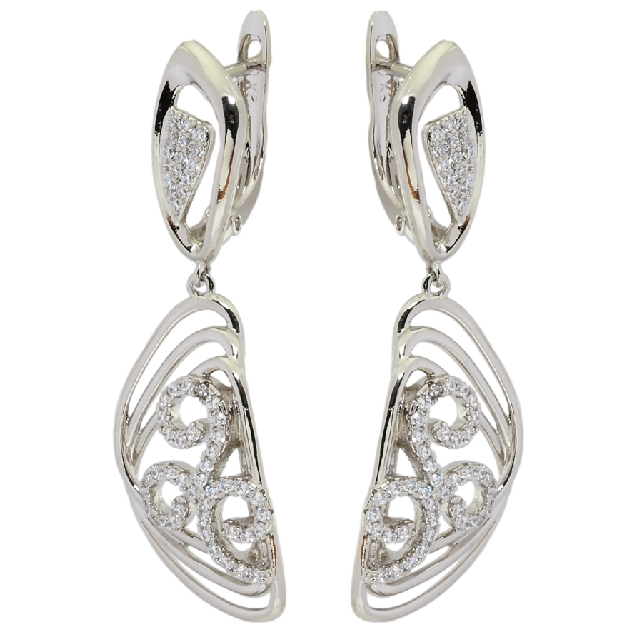 Сережки Xuping Родій англійський замок Декоративні підвіски з цирконієм. фото №1 Сережки Xuping Родій англійський замок Декоративні підвіски з цирконієм. фото №1