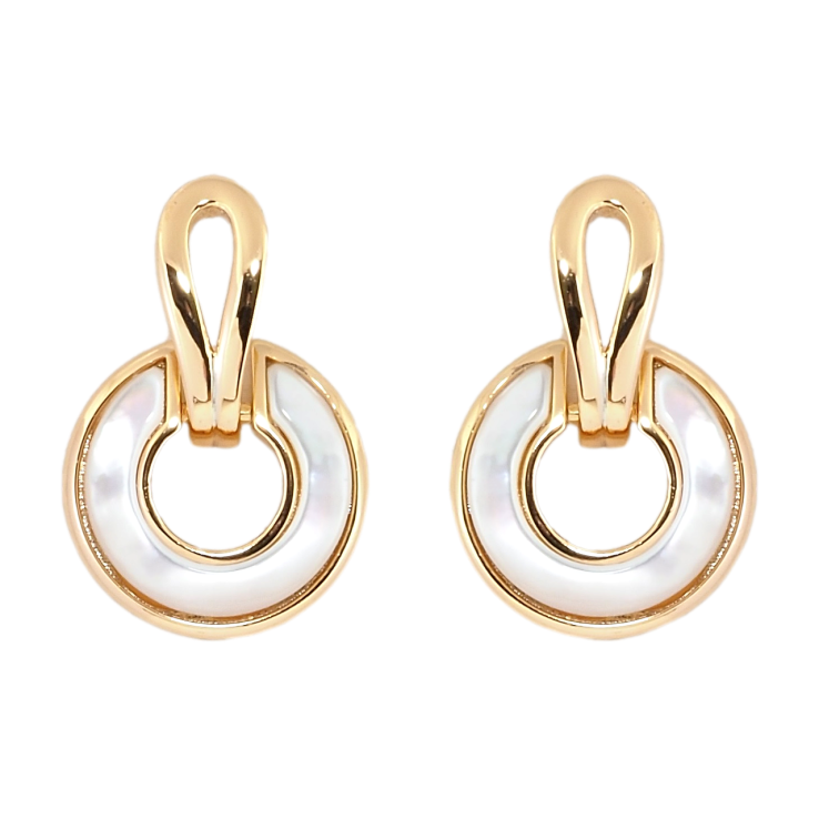 Сережки Xuping Позолота 18K пусети Перламутрові кільця фото №16